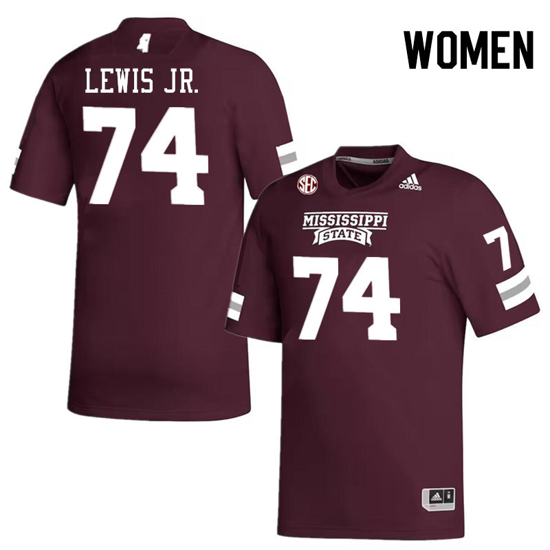 Women #74 Jimothy Lewis Jr. Mississippi State Bulldogs College Football Jerseys Stitched-Maroon